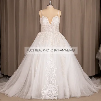 9225 # 100% Реальные фотографии Бретельки-спагетти Милая принцесса с открытой спиной, без рукавов, бальное платье, свадебные платья, Оптовая цена 2