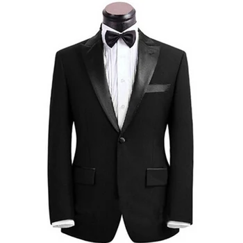 Черный официальный свадебный смокинг для жениха, приталенные мужские костюмы из 2 предметов с заостренным лацканом, модный мужской пиджак с брюками для выпускного вечера, модный мужской пиджак-бойфренд с брюками 5