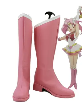 Обувь для косплея Chibi Usa, розовые ботинки, сшитые на заказ для Хэллоуина, аксессуары для косплея 11