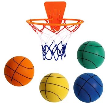 Бесшумный тренировочный баскетбол, спортивные мячи для помещений из пенопласта высокой плотности, Мягкие надувные мячи Для спортивных тренировок детей и взрослых Получите бесплатную сетку