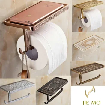 Полки для ванной комнаты розовое золото, Подставка для туалетной бумаги, Полка для телефона, Настенный Держатель для бумаги для ванной комнаты, Полезный Крючок JM-38 24
