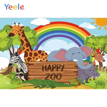 Yeele Jungle Party Zoo Animals Safari Радужные фоны для фотосъемки Индивидуальные Фотографические фоны для фотостудии