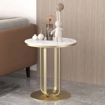 Золотой Уникальный роскошный приставной столик Металлический Маленькие круглые журнальные столики в скандинавском минималистичном стиле современного дизайна Mesas Auxiliares Мебель для дома 3