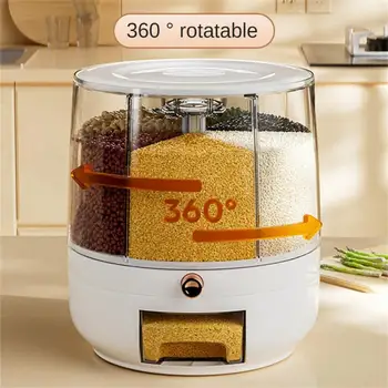 Вращающийся на 360 градусов Диспенсер для риса весом 6 кг, Герметичный Диспенсер для сухого зерна, Влагостойкий кухонный контейнер для хранения пищевых продуктов 10