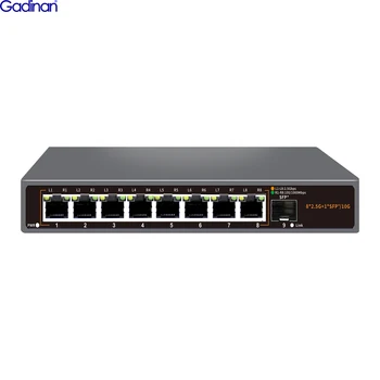 Gadinan 9-портовый коммутатор 2.5G Ethernet 8 * 2.5 Гбит /с Сеть BASE-T 1 * 10 Гигабит Восходящий канал Plug and Play Hub Интернет-разветвитель без вентилятора 16