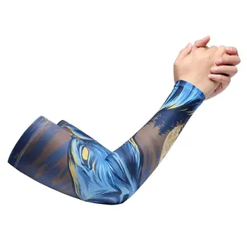 Мужские спортивные рукава с татуировкой в виде цветка на руке, защита от ультрафиолета, рукава с татуировкой на руке, рукав для велоспорта, рукав для рыбалки, спортивная одежда, летнее охлаждение 11
