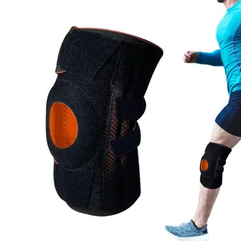 Бандаж для поддержки колена, дышащая поддержка коленной чашечки, коленный бандаж с пружинным защитным коленным бандажом, компрессионный рукав для занятий пауэрлифтингом. 14