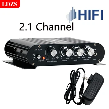 ST-838 Усилитель HIFI 2.1-Канальный Автомобильный MP3 Мини-Усилитель AUX Вход Регулировка высоких и низких частот Super Bass 80WX2 + 80W Черный Серебристый 10