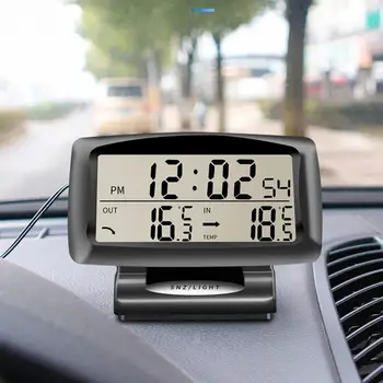 Автомобильные электронные часы, термометр, датчик температуры в помещении и на улице, Удобный датчик температуры, цифровой дисплей, Автостайлинг