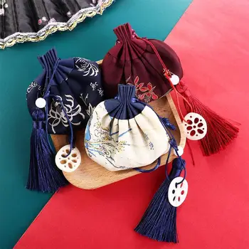 Сумка для благословения с кулоном в виде ломтиков корня лотоса, подвеска в китайском стиле, сумка из ткани Хань, сумка для ручной клади, сумка для хранения ювелирных изделий 15