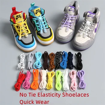 1 пара разноцветных эластичных круглых детских шнурков без завязок, кроссовки быстрого ношения, парусиновая спортивная обувь, шнурки с замком 100 см 21