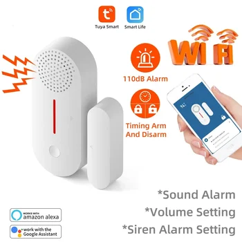 Tuya WiFi Датчик Двери, окна, Детектор открывания двери, Звуковая сигнализация, включение и выключение по времени домашней безопасности, приложение Smart Life 15