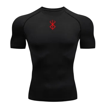 Футболка для спортзала, черная мужская компрессионная рубашка с короткими рукавами, спортивная рубашка с защитой от солнца, рубашка с длинными рукавами, Быстросохнущая спортивная одежда от пота