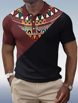 Новая летняя трендовая мужская рубашка поло с 3D принтом, отложной воротник, короткий рукав, приталенная дышащая рубашка поло 8