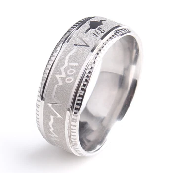 Модные Обручальные кольца Steel Wave, женские кольца в стиле Бохо-готика, сердце с электрокардиограммой, кольца из нержавеющей стали, мужские ювелирные изделия 18