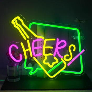 Неоновая вывеска Cheers, вывеска бара, красочные светодиодные неоновые лампы для пива, декор стен, USB-подсветка вывесок, Пивной бар, паб, Мужская пещера, деловая вечеринка