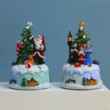 Рождественский Красочный Домашний свет Люминесцентный торт Музыкальный Дом Деревенская Столешница Санта Клаус Рождественская Елка Домашний Декор Подарки для детей 11