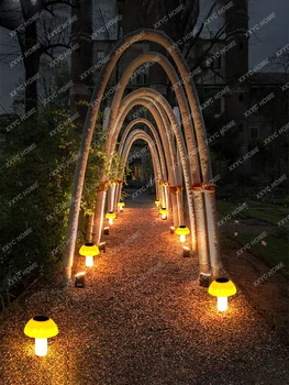 Солнечная Имитация Грибовидной Лампы Внутренний Двор Открытый Парк Наземный Подключенный Свет Декоративный Газон Маленький Ночной Светильник 5