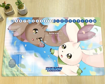 Digimon Playmat Terriermon Lopmon DTCG CCG Коврик Для Торговой Карточной Игры Коврик Для Настольной Игры Изготовленный На Заказ Аниме Коврик Для Мыши Резиновый Настольный Коврик Бесплатная Сумка 19