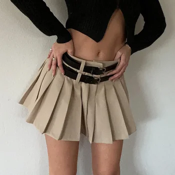 Шикарная Женская мини-юбка в складку, Корейская мода, Опрятная мини-юбка с высокой талией, уличная одежда для клубных вечеринок, винтаж 90-х, эстетическая юбка Y2K 19