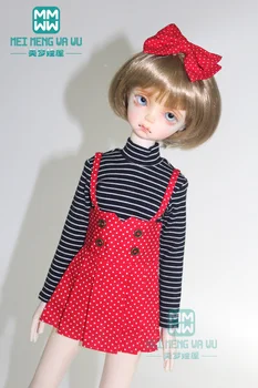 Одежда для куклы подходит для куклы BJD MSD 43 см, модная футболка в полоску, шорты в горошек 10