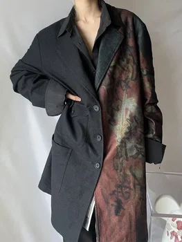 Джинсовый пиджак в темном стиле, роскошный дизайнерский японский стиль, пальто средней длины, блейзер, мужские топы, мужская куртка Owens, топ 6