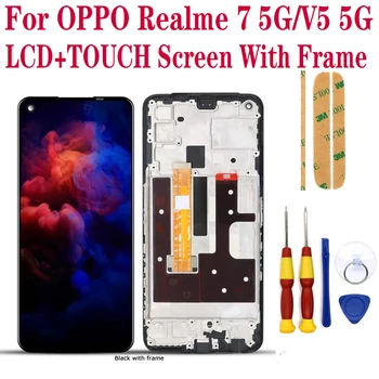Оригинал Для OPPO Realme 7 5G/V5 5G ЖК-дисплей С Сенсорным Экраном Digitizer В сборе Для Realme 7 5G RMX2111 С Заменой Рамки 17