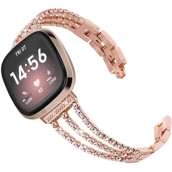 Комплект с бриллиантовым ремешком для часов Fitbit Versa 3/Fitbit Sense, сменный металлический ремешок, аксессуар для браслета 20