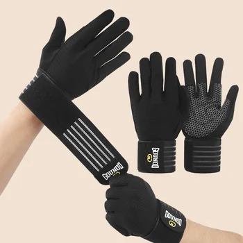 Перчатки для фитнеса, мужские перчатки для велоспорта с нескользящей защитой на весь палец, с поддержкой запястья Для занятий спортом, перчатки для фитнеса Для женщин 17