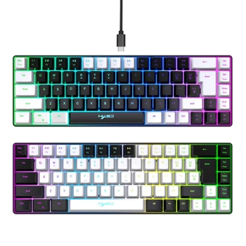 Двухцветная клавиатура с подсветкой, 68 клавиш для геймеров с механическими клавиатурами 18