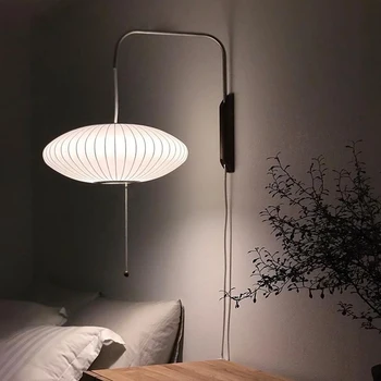 Настенный светильник Nelson, японская шелковая лампа для гостиной, спальни, домашнего прикроватного офиса, бара отеля, декоративного освещения 1