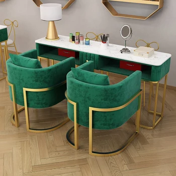 Фирменный Мраморный Маникюрный стол, Роскошный Ретро-Белый Стол для маникюра в скандинавском стиле, Металлическая мебель для салона Mesa Manicura Tisch YX50MT 14