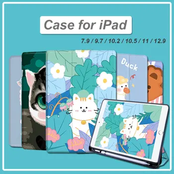 2022 Чехол для iPad Pro 11 12,9 2020 9-го 8-го 7-го Поколения 10,2 Air 5 4 Mini 5 2017 2018 9,7 с Держателем Карандаша в Кожаном Чехле 23