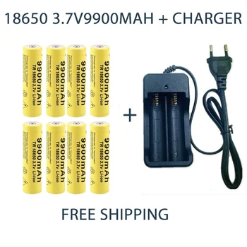 Быстрая зарядка литий-ионной аккумуляторной батареи емкостью 3,7 В 18650 9900 мАч, аккумулятор для фонарика + зарядное устройство 4