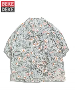 Летняя мужская пляжная рубашка с цветочным принтом, высококачественные винтажные рубашки свободного кроя в гавайском стиле, дышащие повседневные топы с коротким рукавом 4