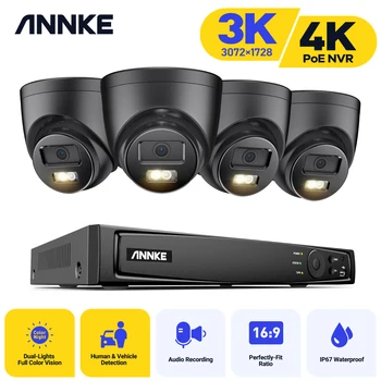 ANNKE 3K 5MP Ultra HD POE Система Видеонаблюдения 8-КАНАЛЬНЫЙ Видеорегистратор 3K Камеры Безопасности Комплект видеонаблюдения Smart Dual Lights Ip-камера 19