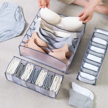 Органайзер в шкафу для носков, домашний отдельный ящик для хранения нижнего белья, 7-11 сеток, органайзер для бюстгальтера, складной органайзер для ящиков