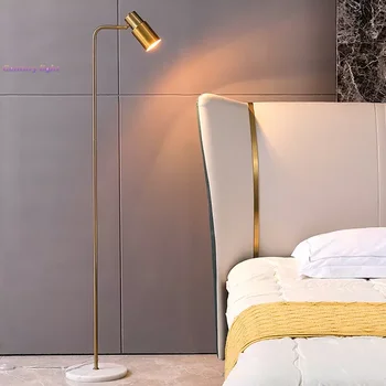 Торшер из скандинавского мрамора, Креативная гостиная, Современный и простой кабинет, Лампа для спальни, Прикроватный вертикальный торшер для чтения 14