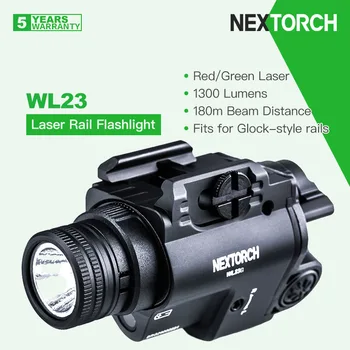 Тактический рельсовый фонарь Nextorch WL23 с красным/ зеленым лазером, совместим с MIL-STD-1913 и Glock, дальность луча 1300 люмен и 180 м 7