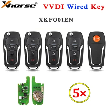 5 шт./лот Xhorse VVDI Проводной Пульт Дистанционного управления XKFO01EN Универсальный Автомобильный Ключ серии XK 4 Кнопки для VVDI2/VVDI Mini/Key Tool Max для Ford