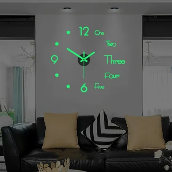 Креативные 3D Светящиеся Настенные часы Гостиная DIY Зеркальная Наклейка На стену Часы Без Звука Настенные Часы Домашний Декор Настенные Цифровые часы 25