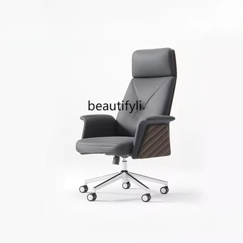 Кресло руководителя из натуральной кожи, вращающееся кресло, Итальянское легкое Роскошное Офисное компьютерное кресло 17