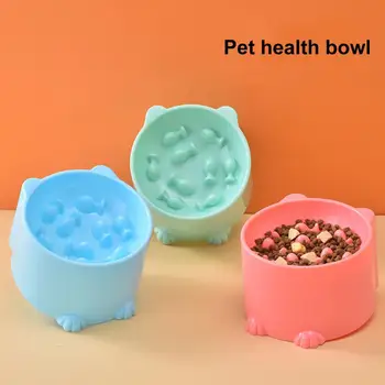 Практичная миска для кошачьего корма с высокими ножками, вода для кормления PP, медленная кормушка для домашних животных, дозатор корма для собак и кошек 8