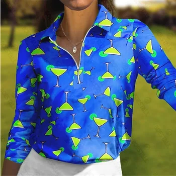 Женская футболка Поло с длинным рукавом, дышащий трикотаж для гольфа, быстросохнущий спорт на открытом воздухе и досуг, высокое качество, осень и зима. 1