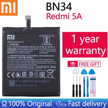 Xiao Mi Оригинальный аккумулятор для телефона BN34 для Xiaomi Redmi 5A 5,0 