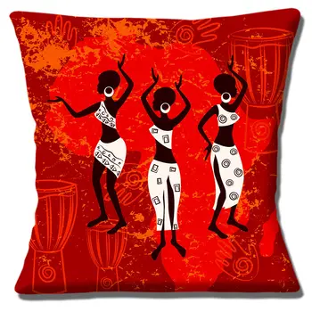 Декоративная наволочка для танцев африканских племенных дам, этническая племенная наволочка с контуром карты Африки, модный декор 9