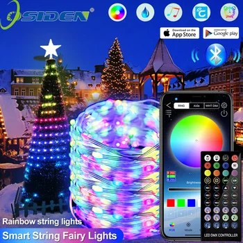 Светодиодный Сказочный Свет Smart Bluetooth App Control Гирлянда Водонепроницаемые Наружные Струнные Фонари Для Декора Рождества/Праздника/Вечеринки /Дня рождения 7