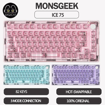 Механическая Клавиатура Monsgeek ICE75 Gamer с 3 Режимами Беспроводной клавиатуры USB/2.4 G/Bluetooth 82Key RGB С Возможностью Горячей замены На Заказ В Подарок