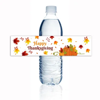 Украшение этикетки для бутылки с водой на День Благодарения 11