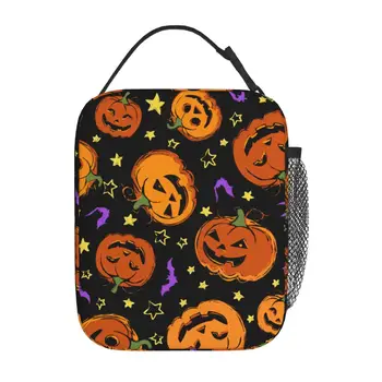 Тыквы на Хэллоуин, изолированная сумка для ланча, портативный контейнер для ланча, термосумка-тоут, Ланч-бокс, сумки для работы и путешествий 21